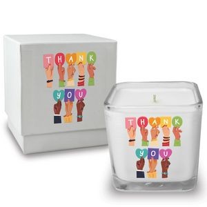 14 oz. Clear Square Candle with 4-Color Printing