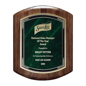Genuine Walnut Barrel-Shaped Plaque with Green Marble Mist