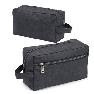 Heathered Two-Zipper Travel Toiletry Bag