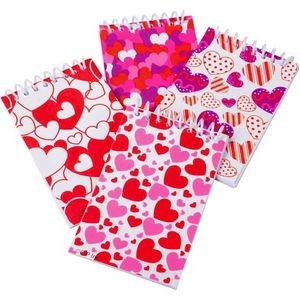 Valentine Spiral Notebooks - 2.5 x 3.5, Four Designs (Case of 30)