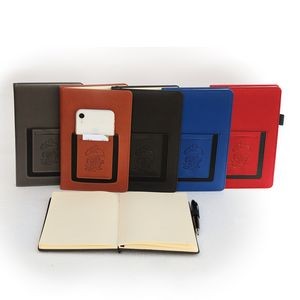 Concord Phone Pocket 5 ½ x 8 ½ Italian PU Leather Journal (Tan)