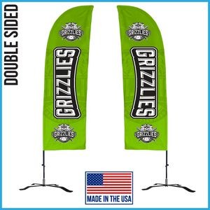 10ft Double Sided Premium Straight Flag with Black X Base & Carry Bag - Made in the USA