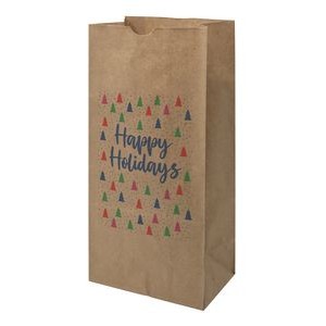 Bold Christmas Trees Predesigned 1-sided Natural SOS Paper Bags 6" X 11.0625" X 3.625"