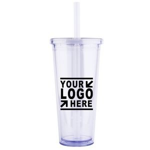 24 Oz. Tumbler with Clear Straw and Lid