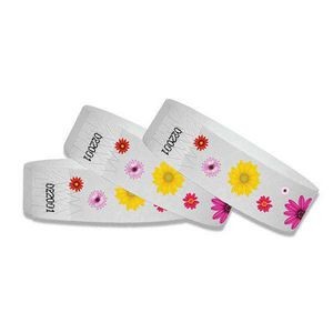 3/4" wide x 10" long - 3/4" Colorful Flower Tyvek wristbands Blank 0/0