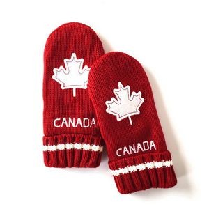 Acrylic Knit Mittens With Fleece Lining