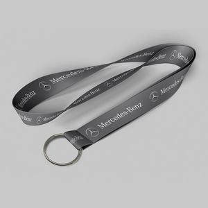 5/8" Charcoal custom lanyard printed with company logo with Key Ring Hook attachment 0.625"