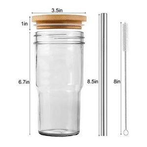 Glass Cup with Straw and Lid