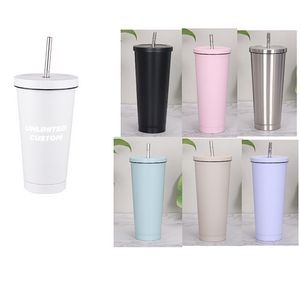 16 Oz. Insulated Tumbler Cup With Straw With Lid