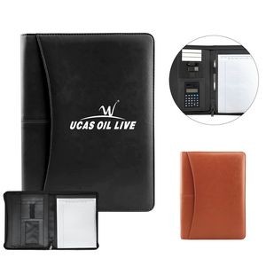 Multifunctional Leather Zipper Portable Folder Padfolio