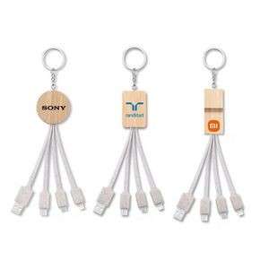 Bamboo 3in1 Charging Cable Phone Stand Keychain