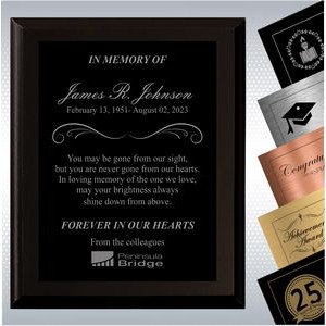Black Matte Finish Wood Plaque Personalized Memorial Gift Award(7" x 9")