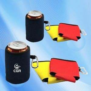 Foldable Can Cooler with Carabiner Clip