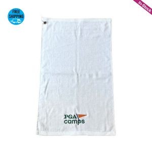 Embroidered Cotton Terry Velour Golf Towel With Corner Grommet