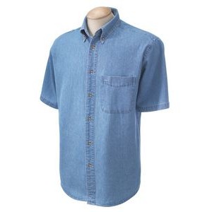 Single Pocket Men's Short Sleeve Denim Shirt