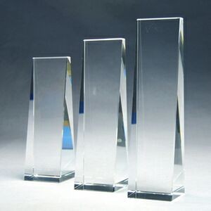 Upright Standing Pillar Crystal Trophy - Small Screen Imprint
