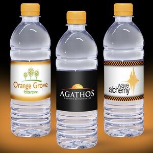 16.9oz. Custom Label Water w/Tangerine Flat Cap - Clear Bottle