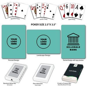 Solid Back Aqua Poker Size Playing Cards