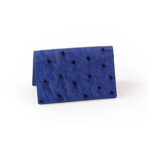 Ostrich Leather Business Card Case - Blueberry