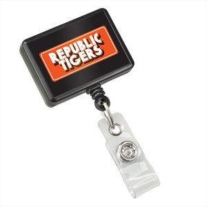 Custom Rectangle Badge Reel with Clear Vinyl Strap