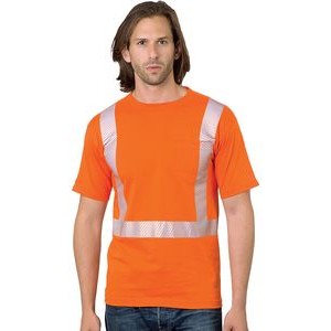 Bayside® Hi-Visibility 50/50 Pocket Crew Segmented Striping Tee Shirt