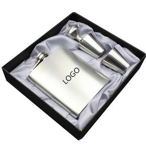 Classic Matte Style Stainless Steel 7 Oz. Liquor Flask Set