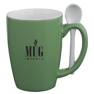 ~ Ursa Endeavor 16oz 2tone green/white mug w/spoon