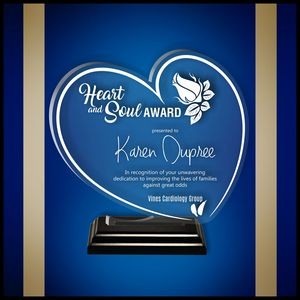9" Heart Clear Acrylic Award in a Black Wood Base