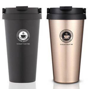 17 Oz. Double Wall Stainless Steel Coffee Cup w/Grip