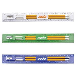12" Ruler Kit w/ Pencil, Eraser, Sharpener