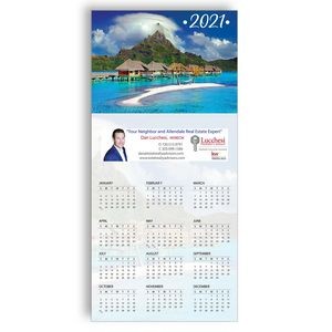 Z-Fold Personalized Greeting Calendar - Mountain Ocean Scene