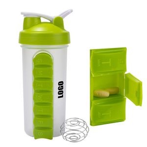 600ml Plastic Shaking Bottle With Pill Box