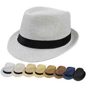 Short Brim Straw Sun Hat With Black Ribbon
