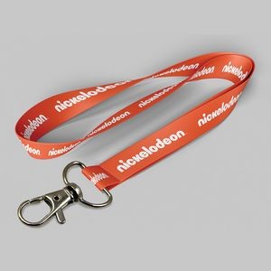 5/8" Orange custom lanyard printed with company logo with Thumb Trigger attachment 0.625"