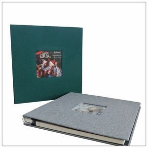 Linen Fabric Cover Photo Album with Window for Baby Grow