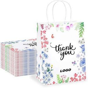 8" X 4" X 10" Thank You Gift Bags With Handles Floral Design