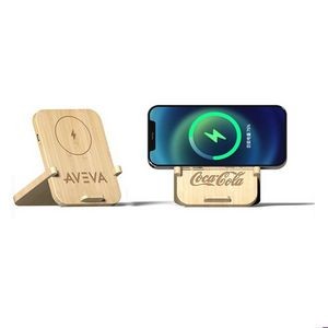 Collapsible Bamboo Wireless Charger Phone Holder