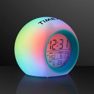 Round LED Clock 4", Glowing Lights + Alarm - Domestic Print