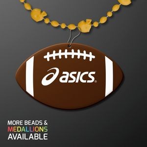 Yellow Football Party Bead Necklaces with Football Medallion - Domestic Print