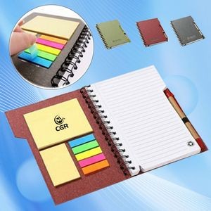 Coil-Bound Notebook with Attached Sticky Notes