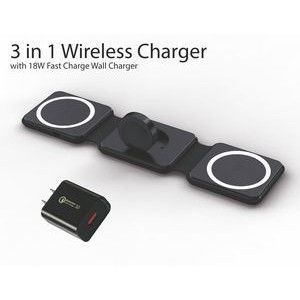 3-1 Foldable Magnetic Wireless Charger + 18W Wall Charger