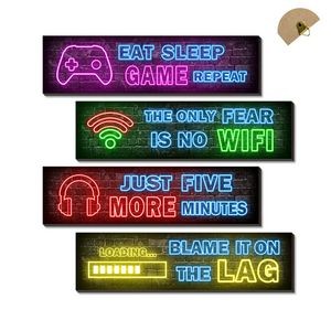 Various Wooden Wall Decor With Neon Effect