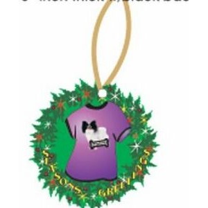 Papillon Dog T-Shirt Promotional Wreath Ornament w/ Black Back (4 Square Inch)
