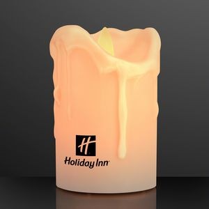 Windproof LED Pillar Candle with Moving Flame - Domestic Print
