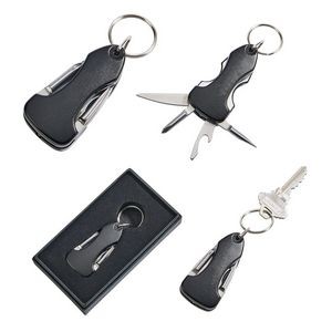 Black/Silver Multi-Tool Key Chain with LED Light