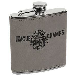 6 oz. Gray Leatherette Stainless Steel Flask