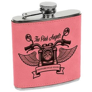 6 oz. Pink Leatherette Stainless Steel Flask