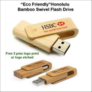 Honolulu Bamboo Swivel Flash Drive - 32 GB Memory