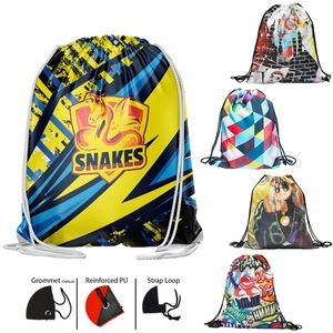 Premium 210D Polyester Sublimated Drawstring Cinch Up Backpack (15" x 18")