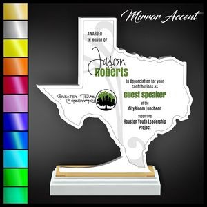 8" Texas White Acrylic Award with Mirror Accent